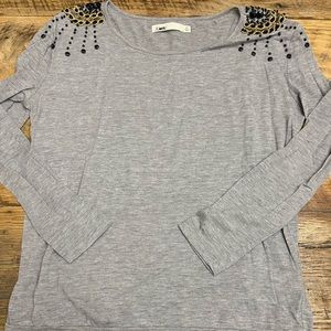 Madewell Embellished Shoulder Long Sleeve tee